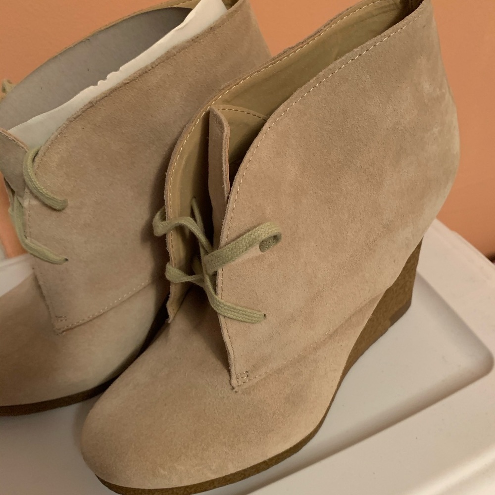 Suede wedge booties